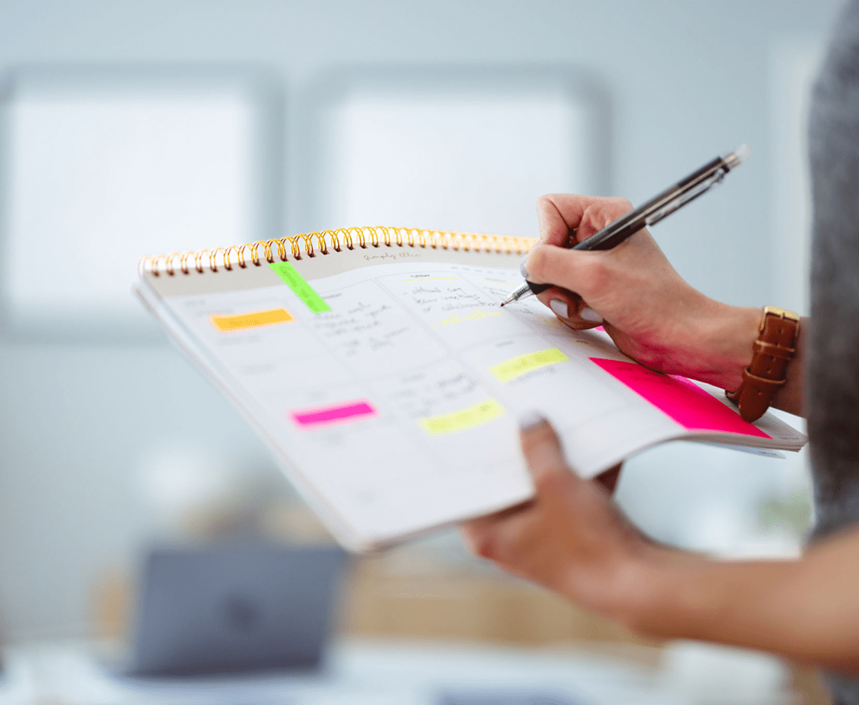 Scheduling activities in a spiral notebook